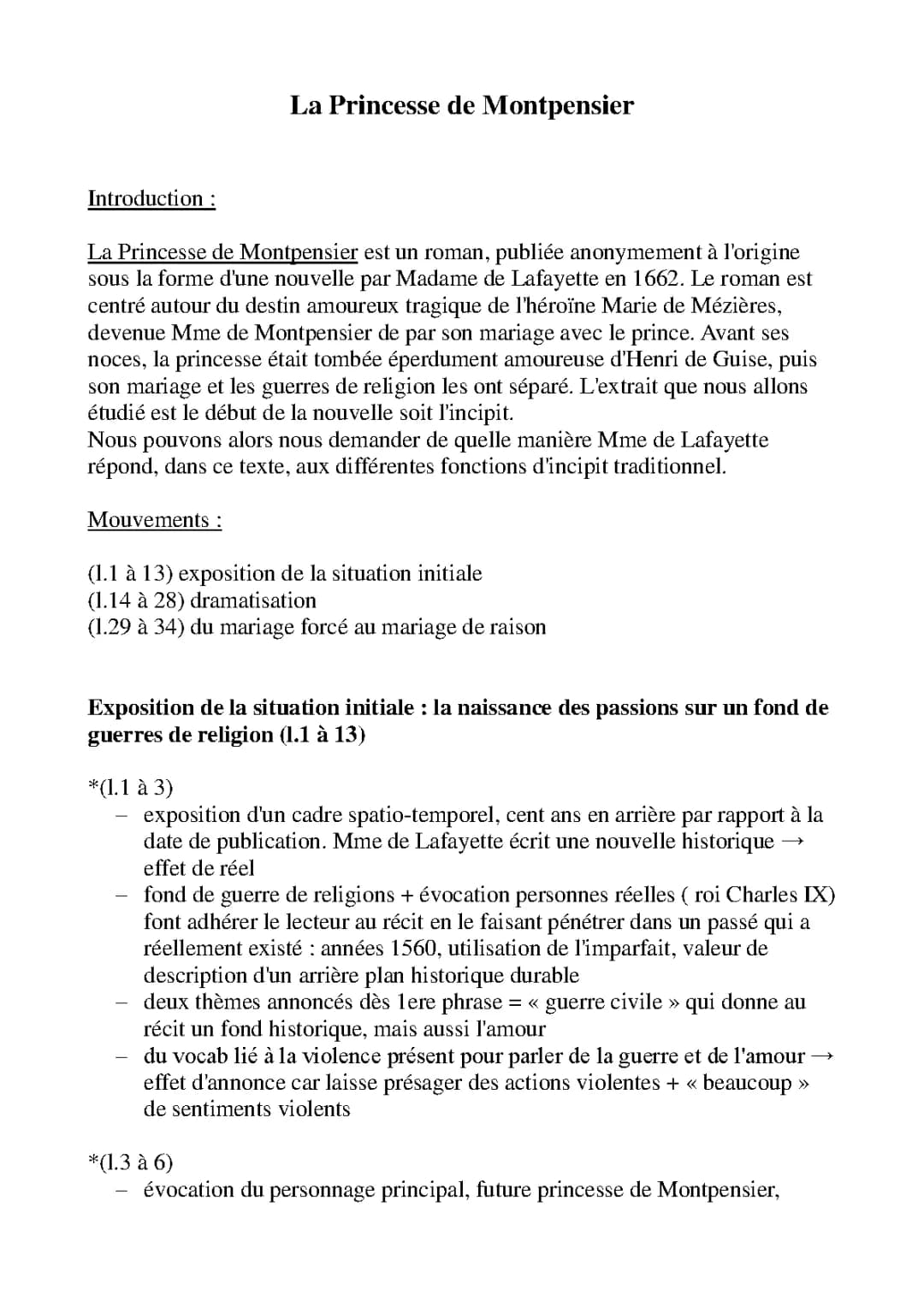 La Princesse de Montpensier: Histoire, Résumé et Analyse