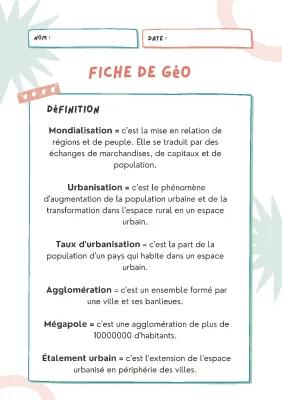 Know Fiche de révision Géo Espaces et paysages de l'urbanisation dans le monde  thumbnail