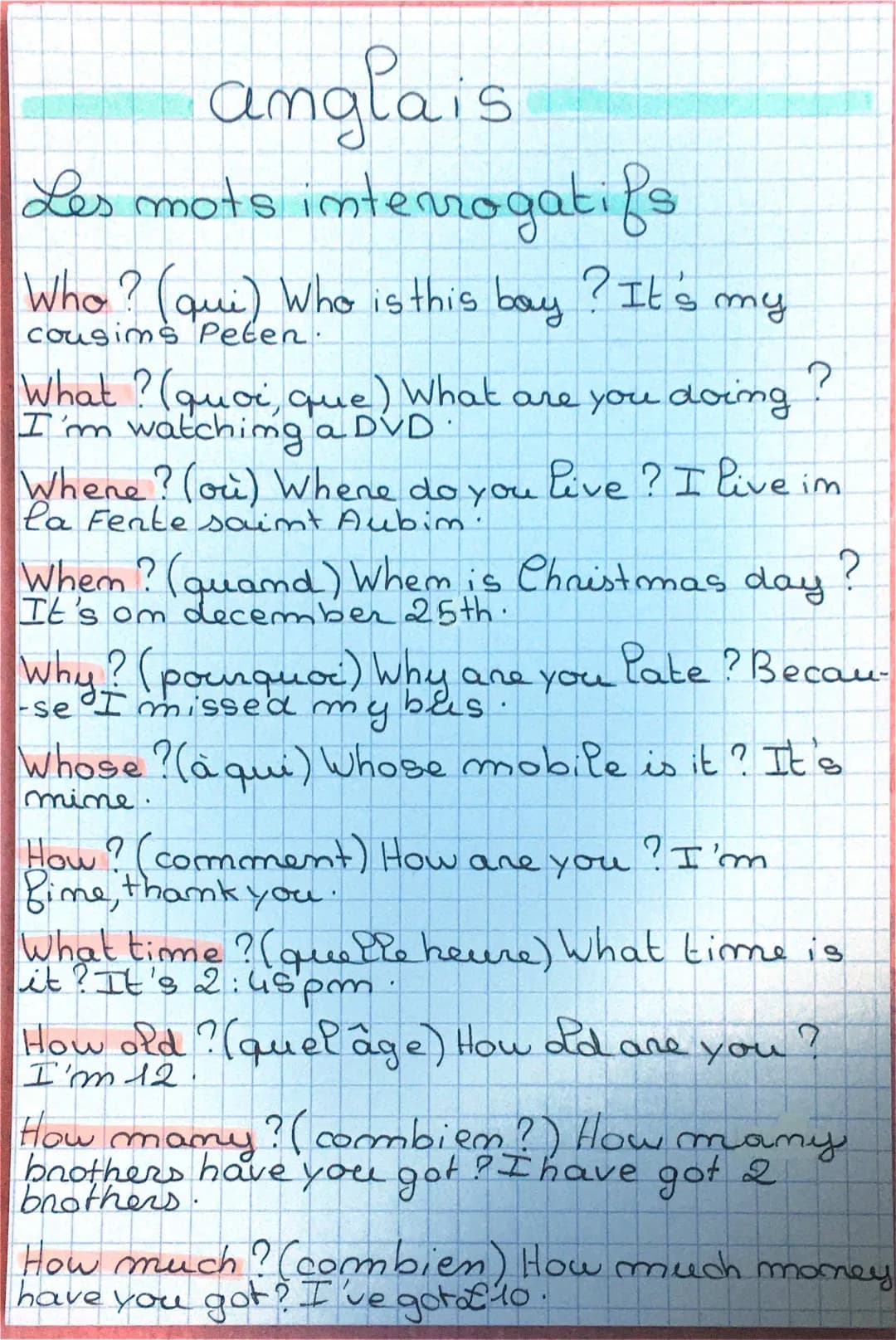 les mots interrogatifs 