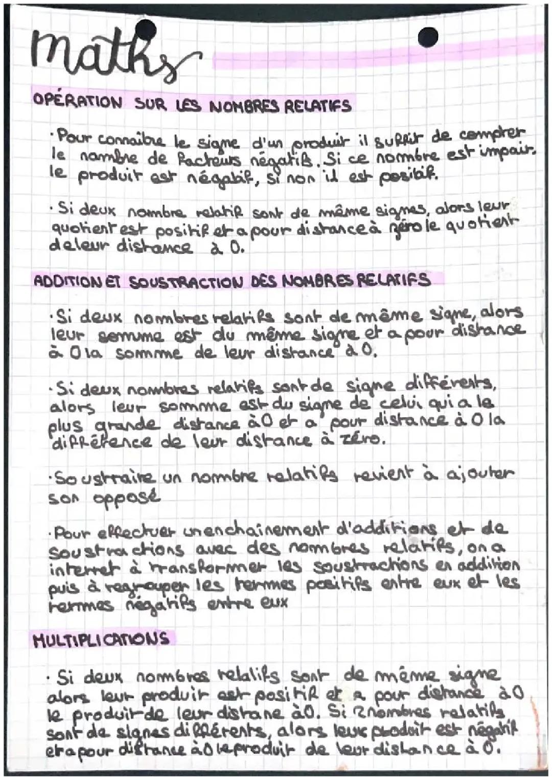 Les Nombres relatifs