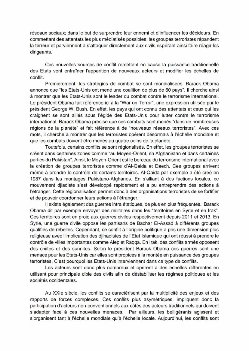 ÉTUDE CRITIQUE DE DOCUMENT
Sujet : « Les enjeux transnationaux des conflits actuels >>
HGGSP : Thème 2 : Faire la guerre, faire la paix --- 