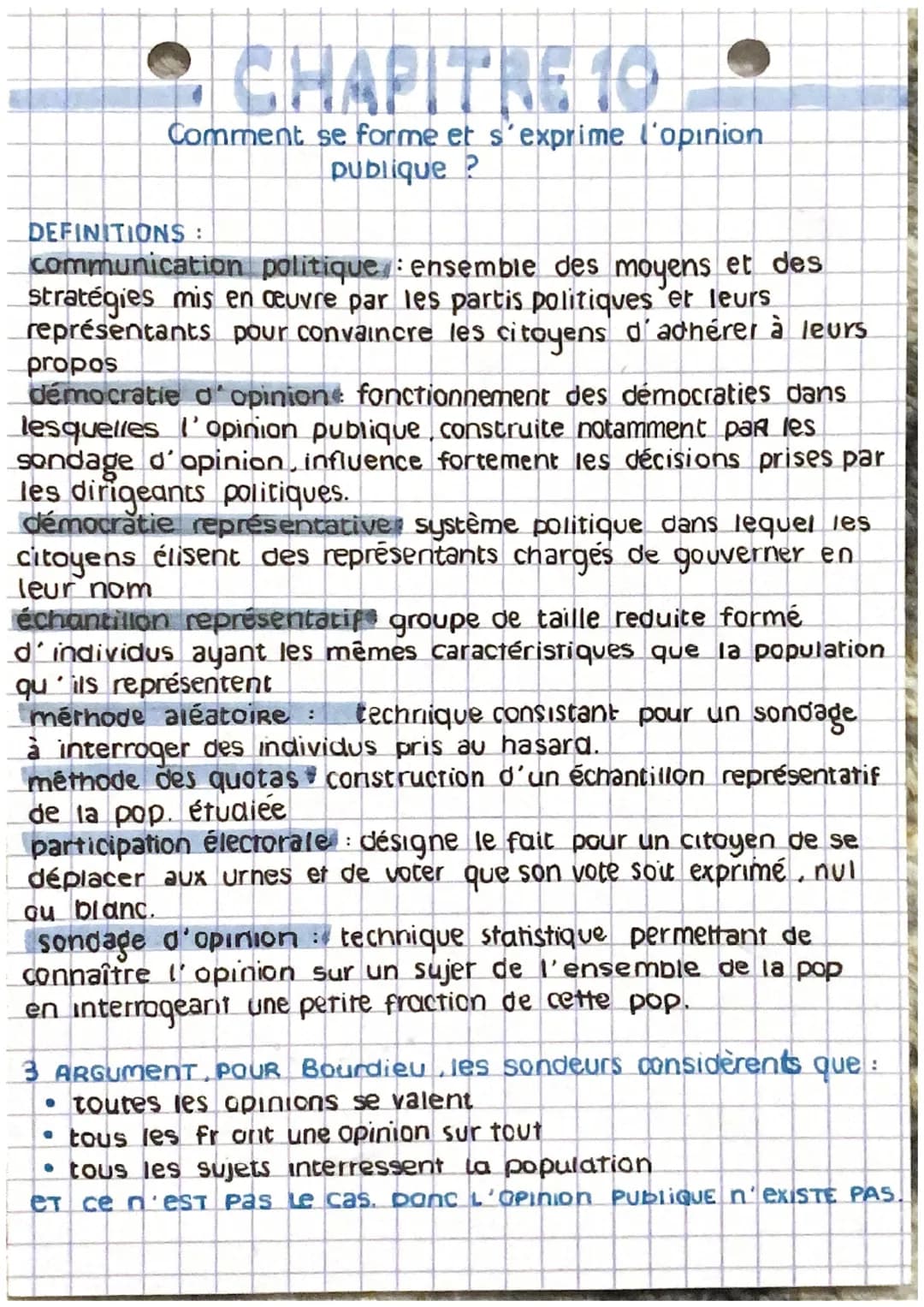 • CHAPITRE 10
Comment se forme et s'exprime l'opinion
publique ?
DEFINITIONS:
communication politique ensemble des moyens et des
stratégies 