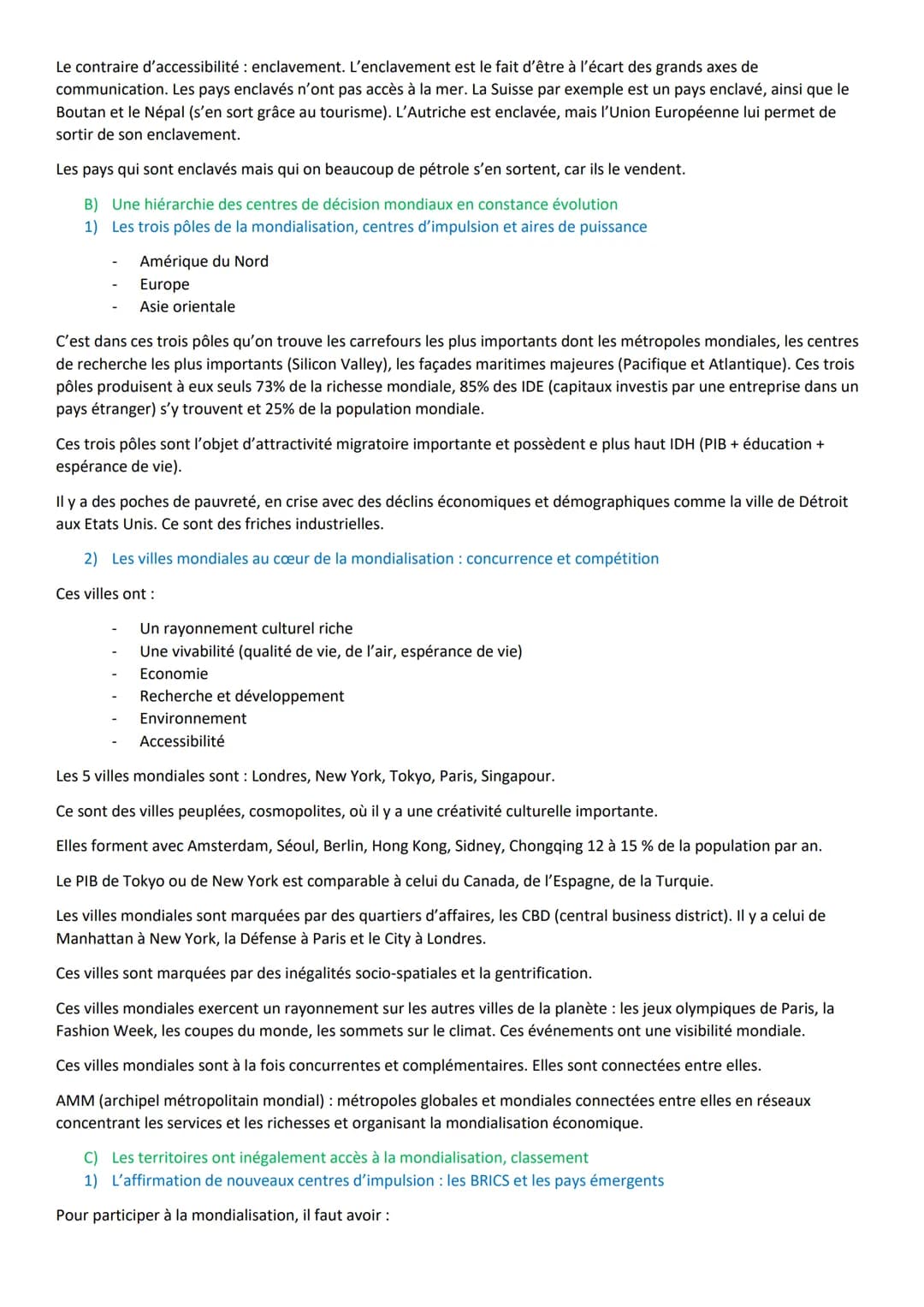 I.
Des territoires inégalement intégrés dans la mondialisation quelle que soit l'échelle considérée
A) Les facteurs d'intégration à la mondi
