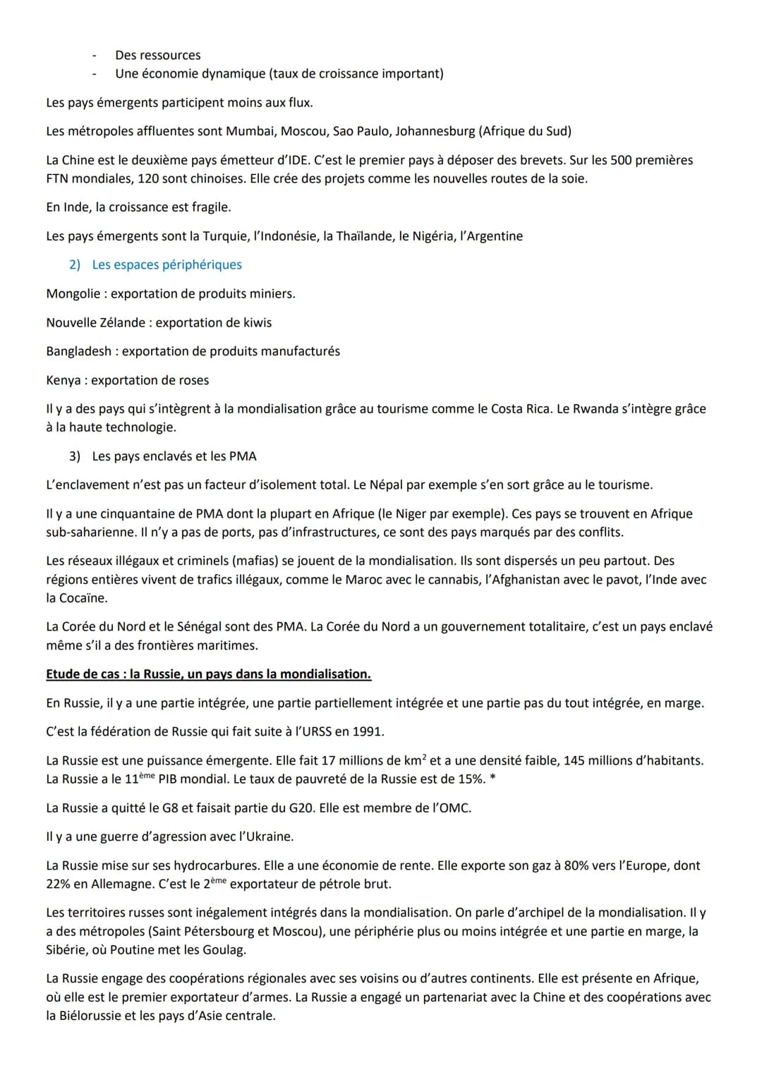 I.
Des territoires inégalement intégrés dans la mondialisation quelle que soit l'échelle considérée
A) Les facteurs d'intégration à la mondi