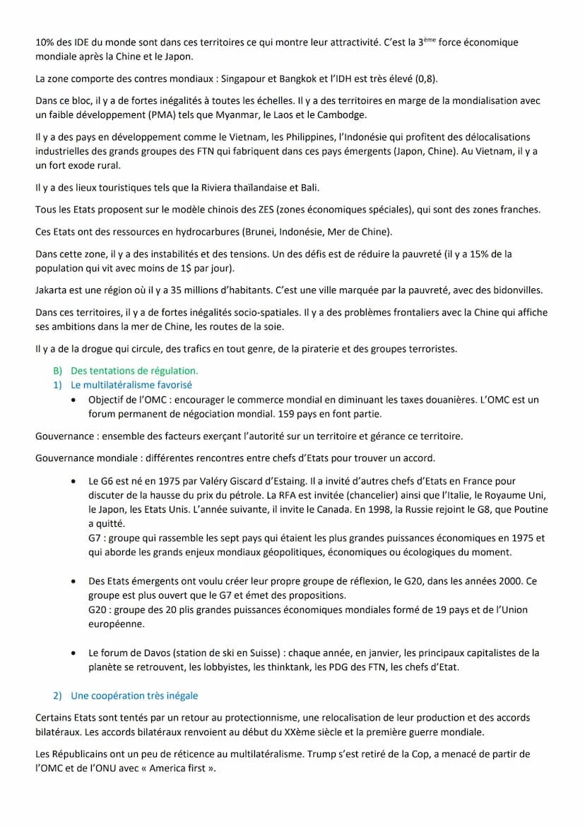 I.
Des territoires inégalement intégrés dans la mondialisation quelle que soit l'échelle considérée
A) Les facteurs d'intégration à la mondi