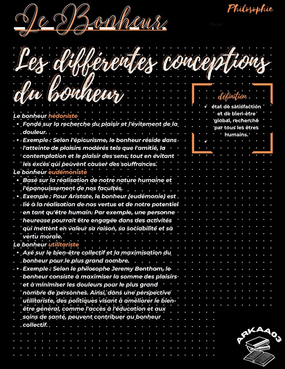 De Bonheur.
Les différentes conceptions
du bonheur
Le bonheur hédoniste
•Fondé sur la recherche du plaisir et l'évitement de la
.douleur..
.
