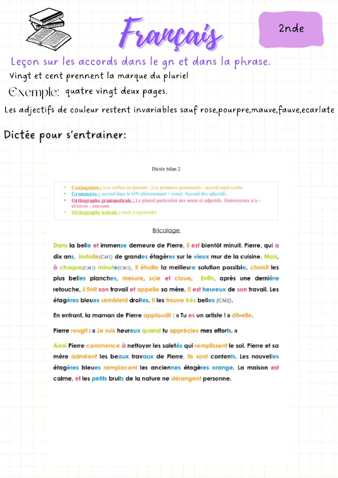 Les accords dans le GN et dans la phrase 