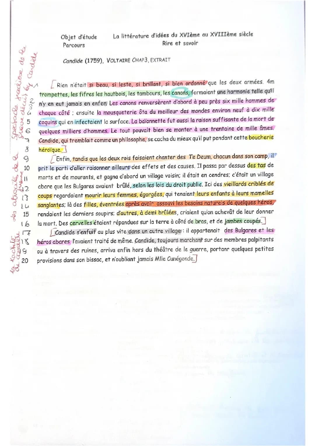  Lis linéaire Chapitre 3 Candide de Voltaire 
