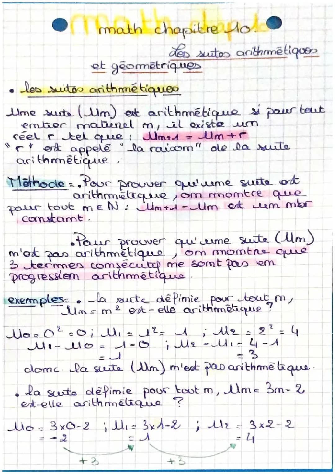 les suites arithmétique et géométriques 