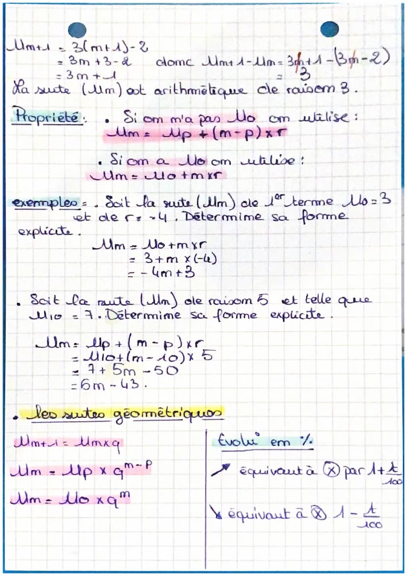 [math
math chapitre o
et géométriques
• les suites arithmétiqueo
Ume suite (Um) at arithmétique si
emtier matunel m, il existe um
réel r tel