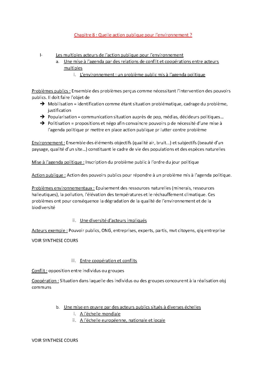 Quelle Action Publique pour l'Environnement ? Cours, Exemples et Fiches de Révision