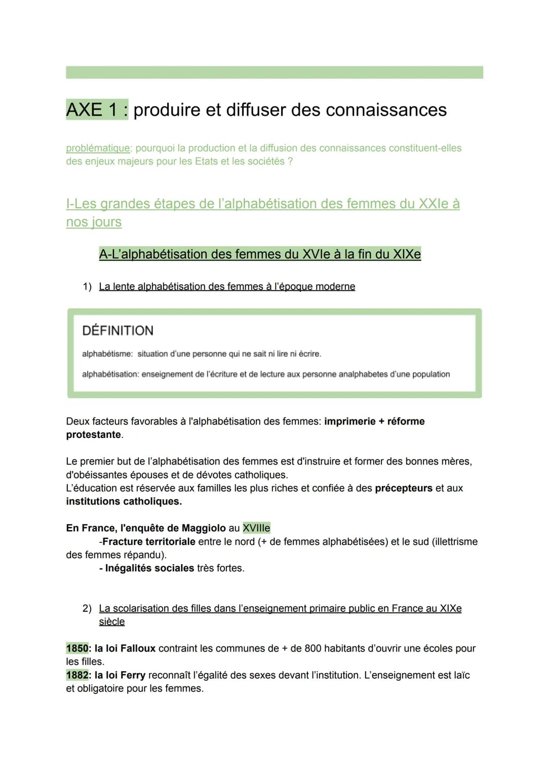 AXE 1: produire et diffuser des connaissances
problématique: pourquoi la production et la diffusion des connaissances constituent-elles
des 