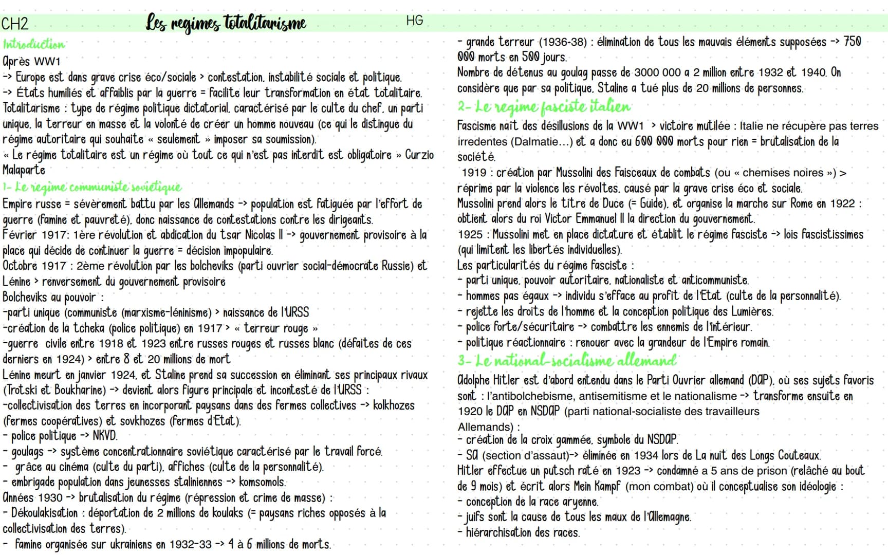 CH2
Les regimes totalitarisme
Introduction
après WW1
->
Europe est dans grave crise éco/sociale > contestation, instabilité sociale et polit