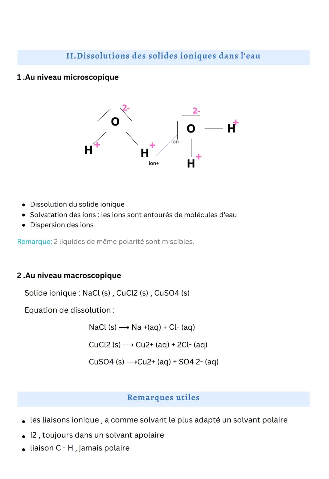 Chap 9: Structure et propriétés de
la matière
1.Solide ionique
Un solide ionique est un solide, constituée d'ions chargés positivement et
d'