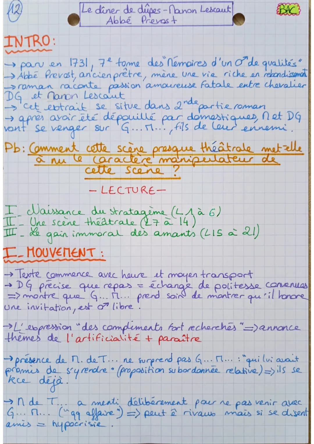Comprendre Le Dîner de Dupes et le Caractère Manipulateur de Manon Lescaut