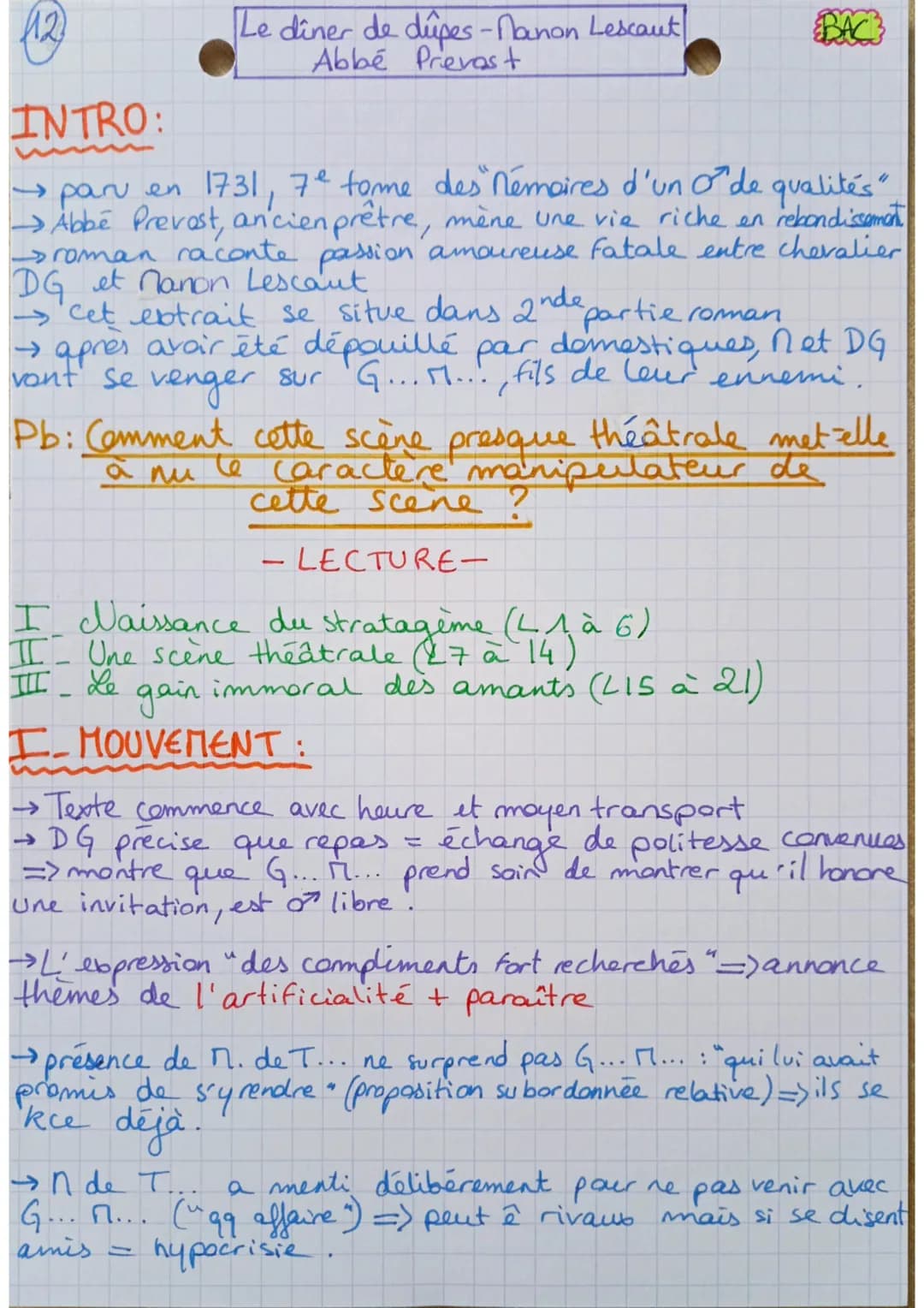 112
Le diner de dupes-Manon Lescaut
Abbé Prevast
INTRO:
→ paru en 1731, 7e tome des némoires d'un O'de qualités"
→Abbé Prevost, ancien prêtr