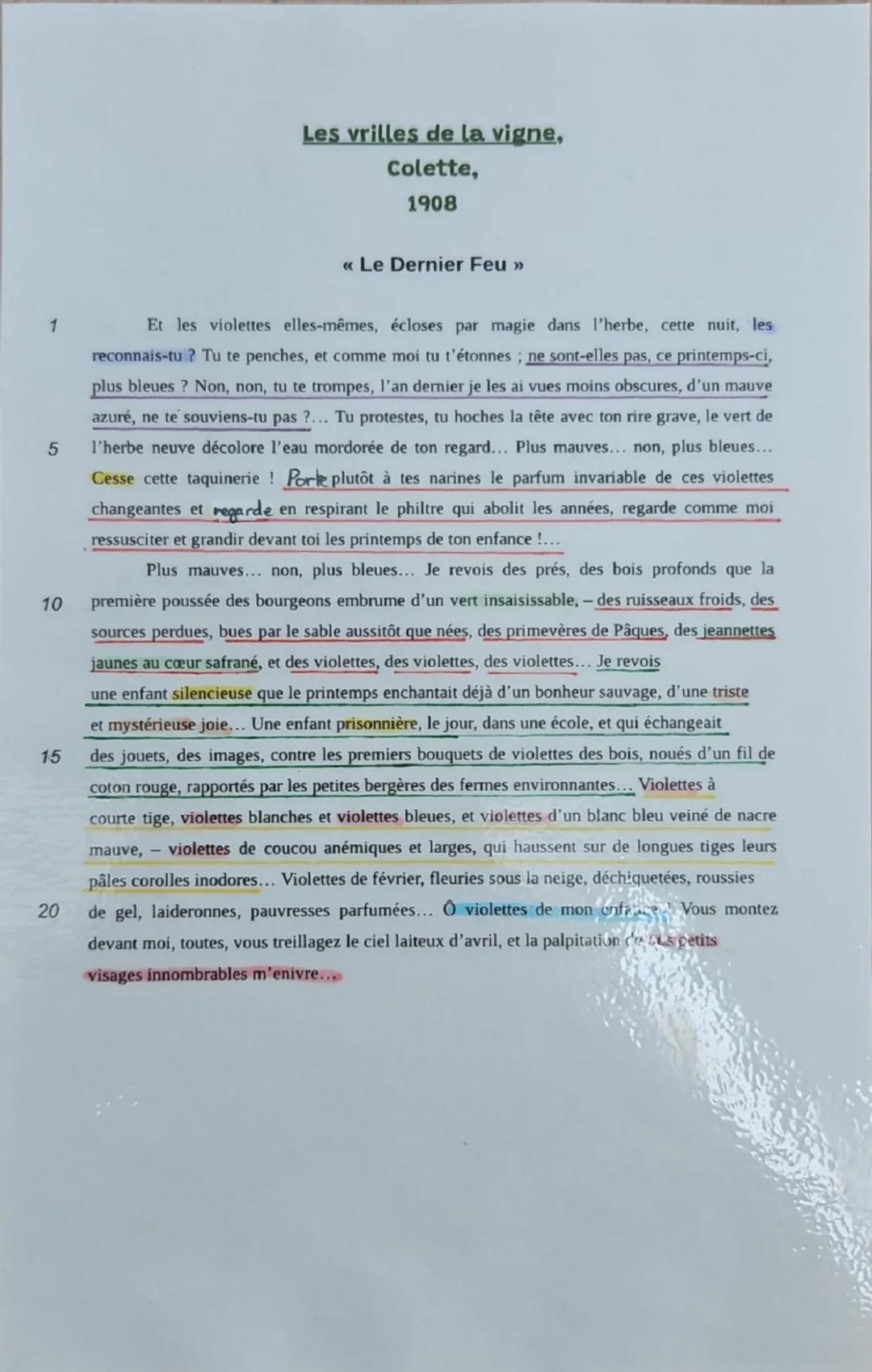 Les vrilles de la vigne,
Colette,
1908
<<<< Le Dernier Feu >>>>
1
5
Et les violettes elles-mêmes, écloses par magie dans l'herbe, cette nuit
