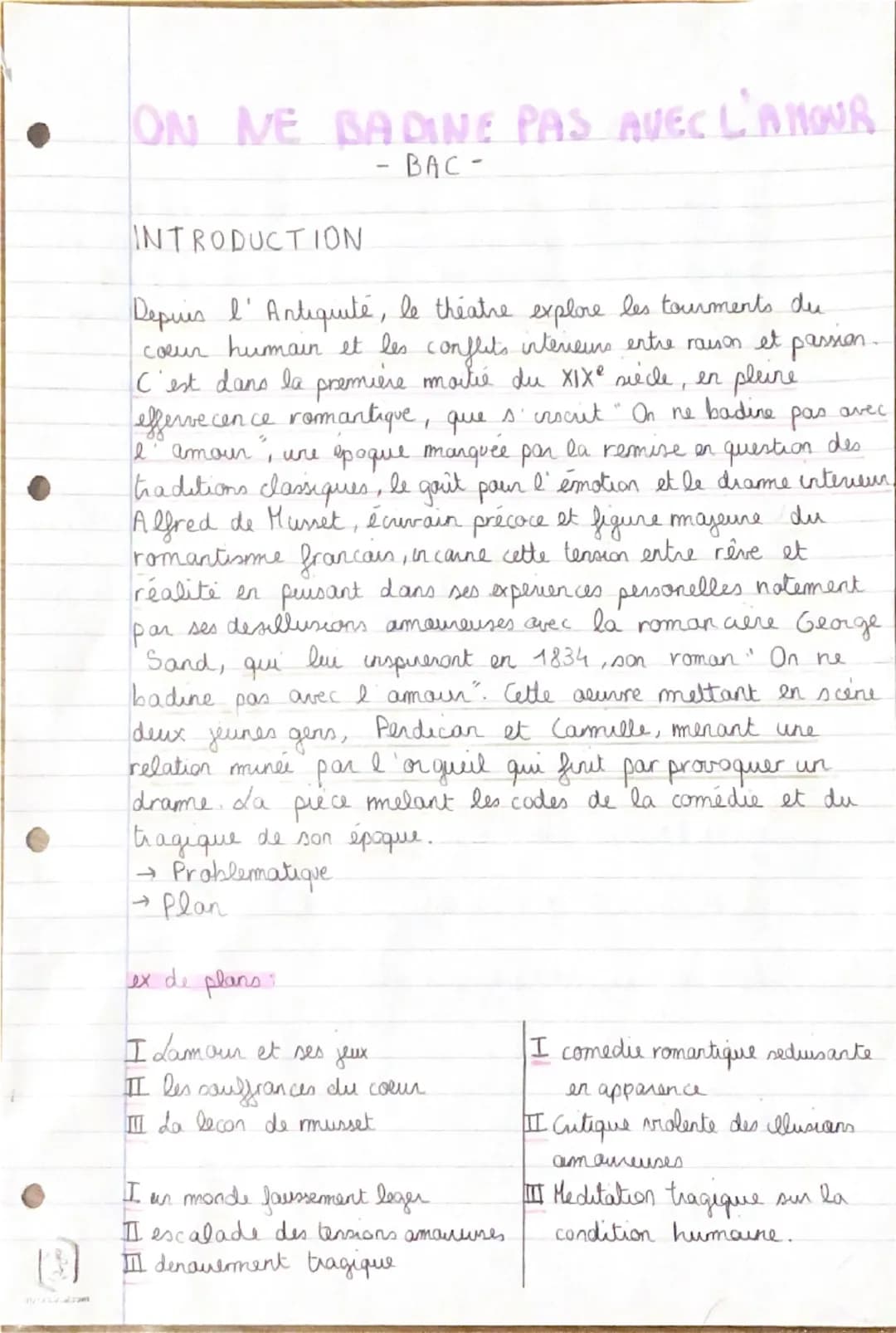 --- OCR Start ---
ON ME BADINE PAS AVEC L'AMOUR
INTRODUCTION
BAC-
Depuis l'Antiquité, le théatre explore les tourments du
coeur humain et le