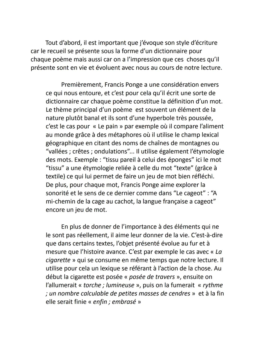Le Parti pris des choses
Après cette analyse approfondie, j'ai décidé de vous présenter
l'œuvre que j'ai le plus appréciée parmi toutes cell