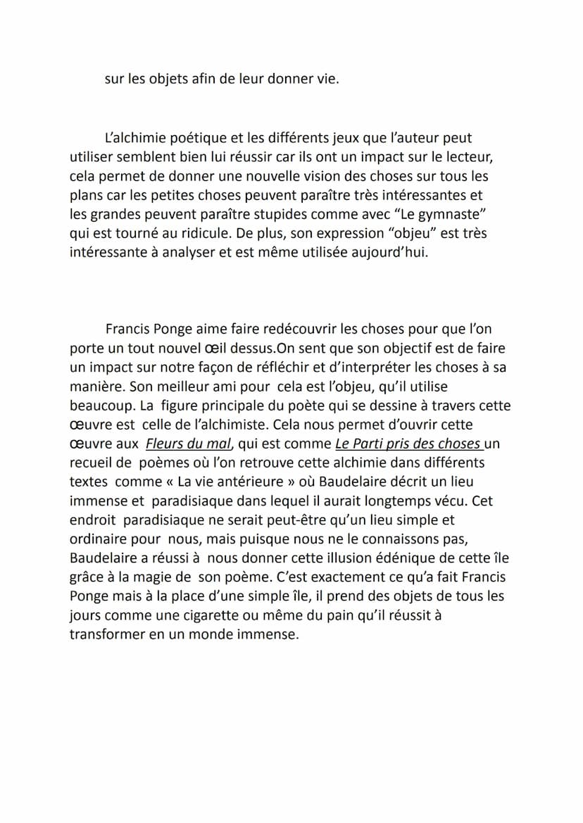 Le Parti pris des choses
Après cette analyse approfondie, j'ai décidé de vous présenter
l'œuvre que j'ai le plus appréciée parmi toutes cell