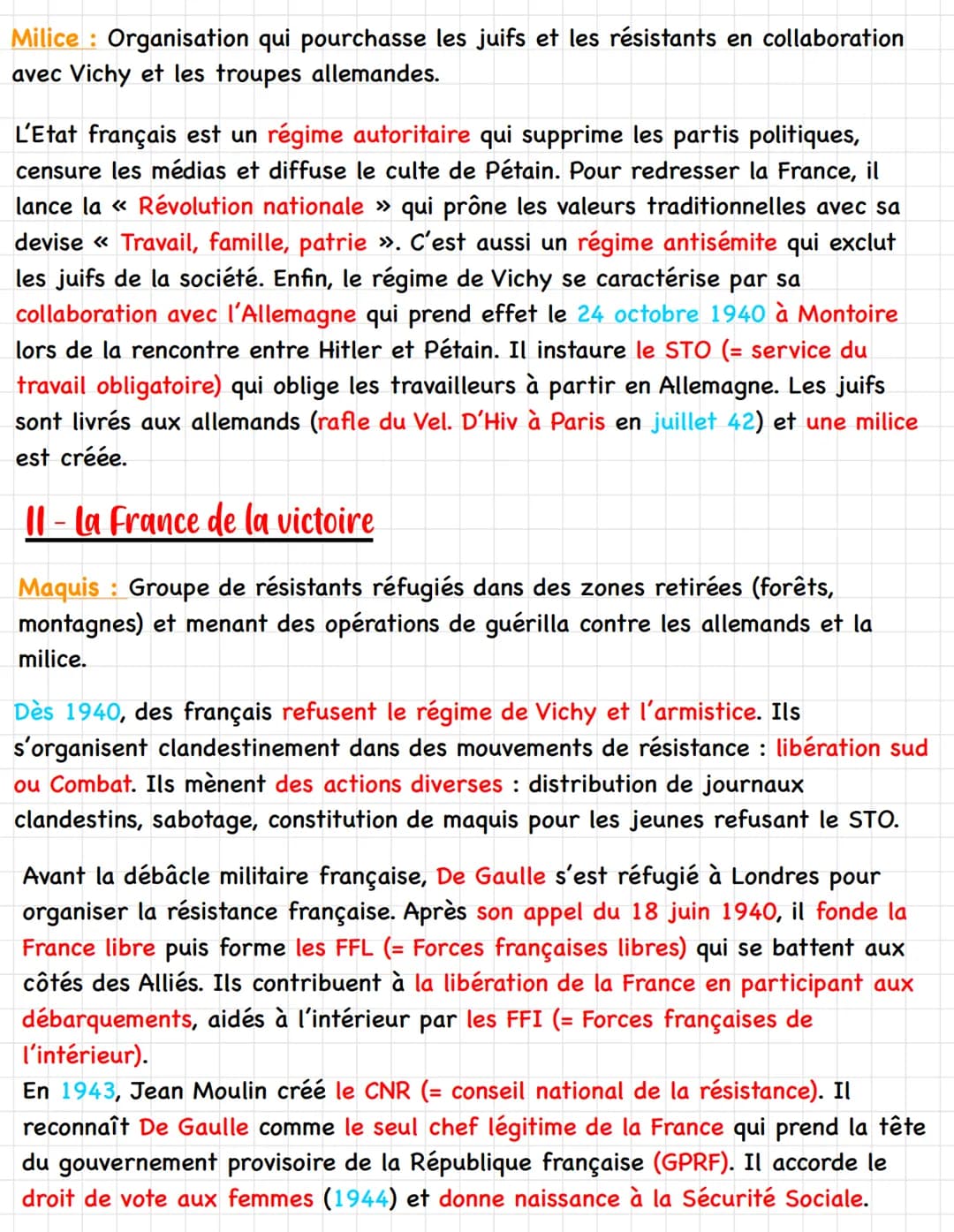 La guerre éclair menée par l'Allemagne a entraîné la défaite de la France.
Juin 1940 → la France signe un armistice.
Pendant que Pétain inst