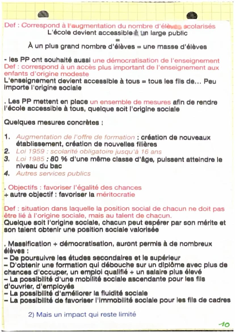 Chapitre 3 : quelles sont les caractéristiques contemporaines et les
facteurs de la mobilité sociale ?
I. Comprendre la mobilité social inte