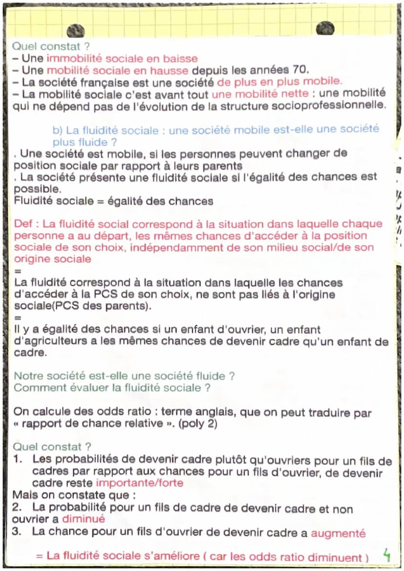 Chapitre 3 : quelles sont les caractéristiques contemporaines et les
facteurs de la mobilité sociale ?
I. Comprendre la mobilité social inte