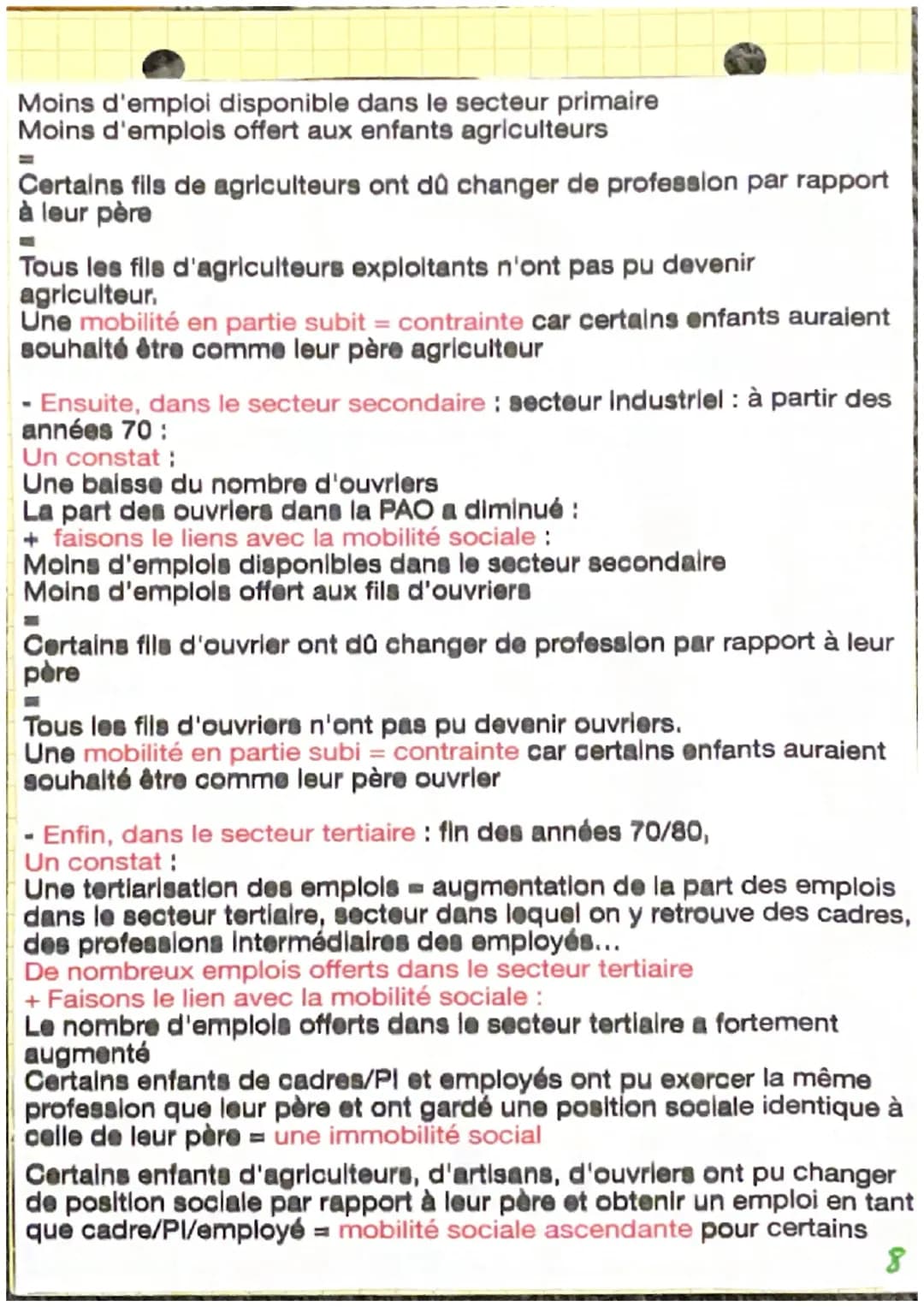 Chapitre 3 : quelles sont les caractéristiques contemporaines et les
facteurs de la mobilité sociale ?
I. Comprendre la mobilité social inte