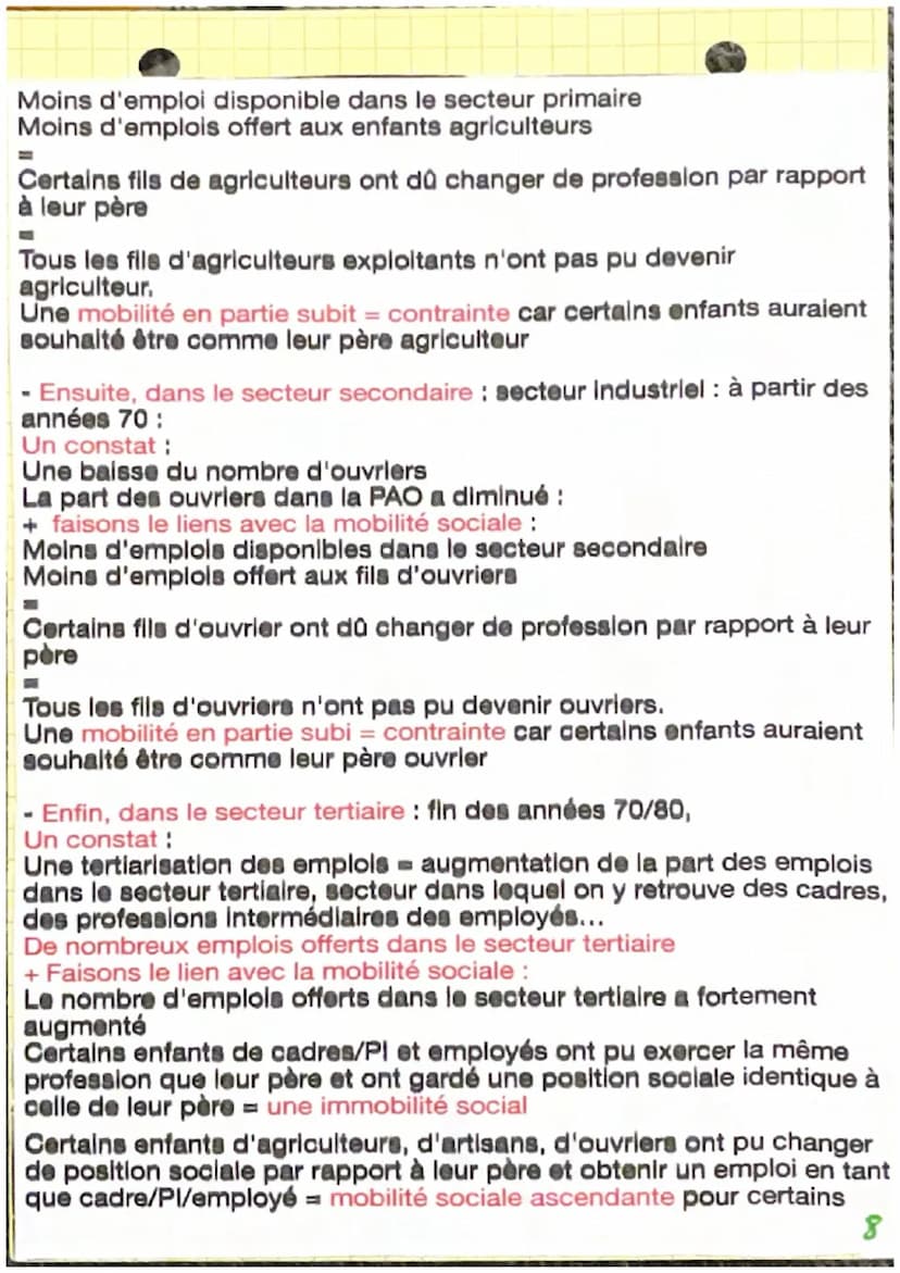 Chapitre 3 : quelles sont les caractéristiques contemporaines et les
facteurs de la mobilité sociale ?
I. Comprendre la mobilité social inte