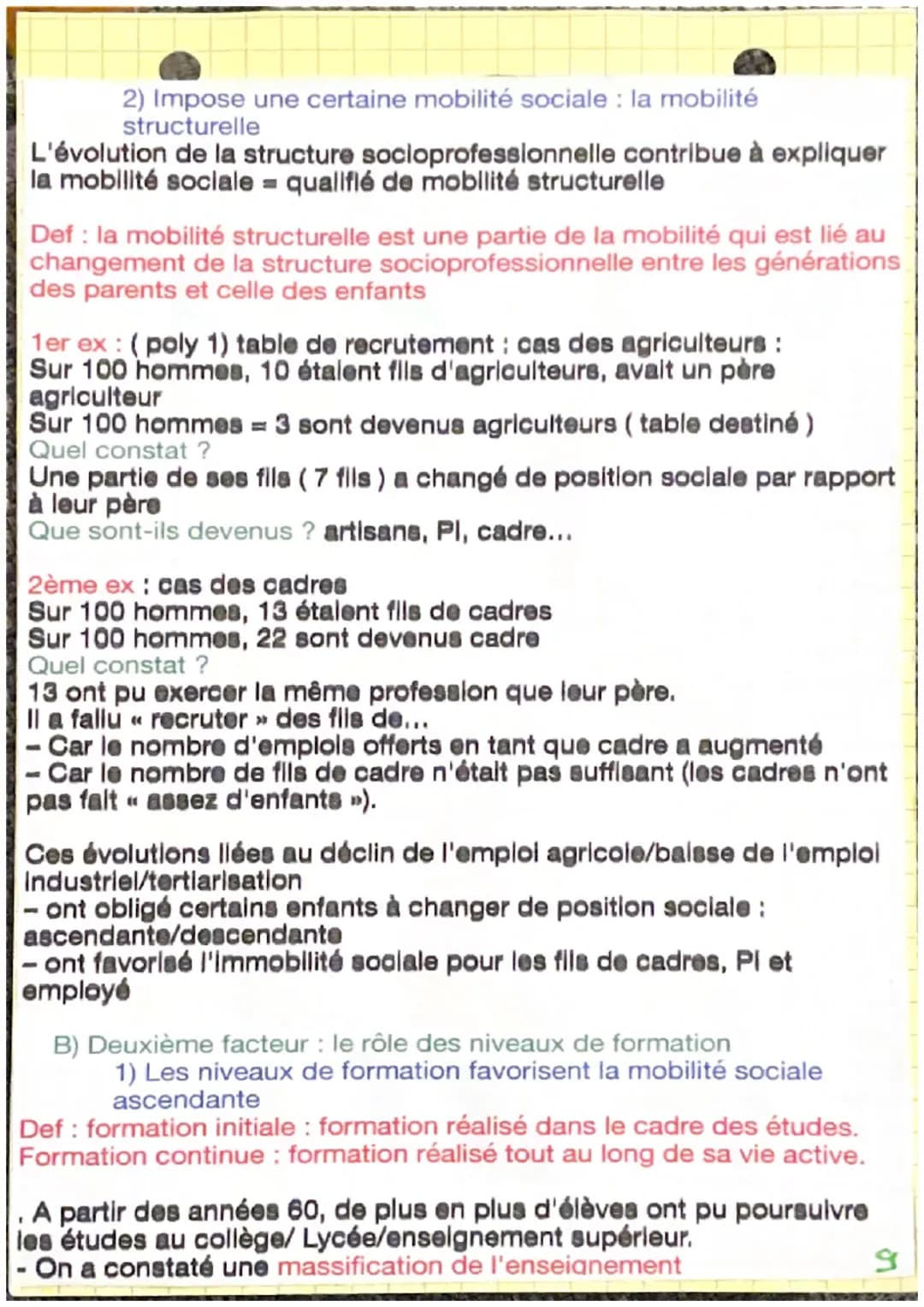 Chapitre 3 : quelles sont les caractéristiques contemporaines et les
facteurs de la mobilité sociale ?
I. Comprendre la mobilité social inte