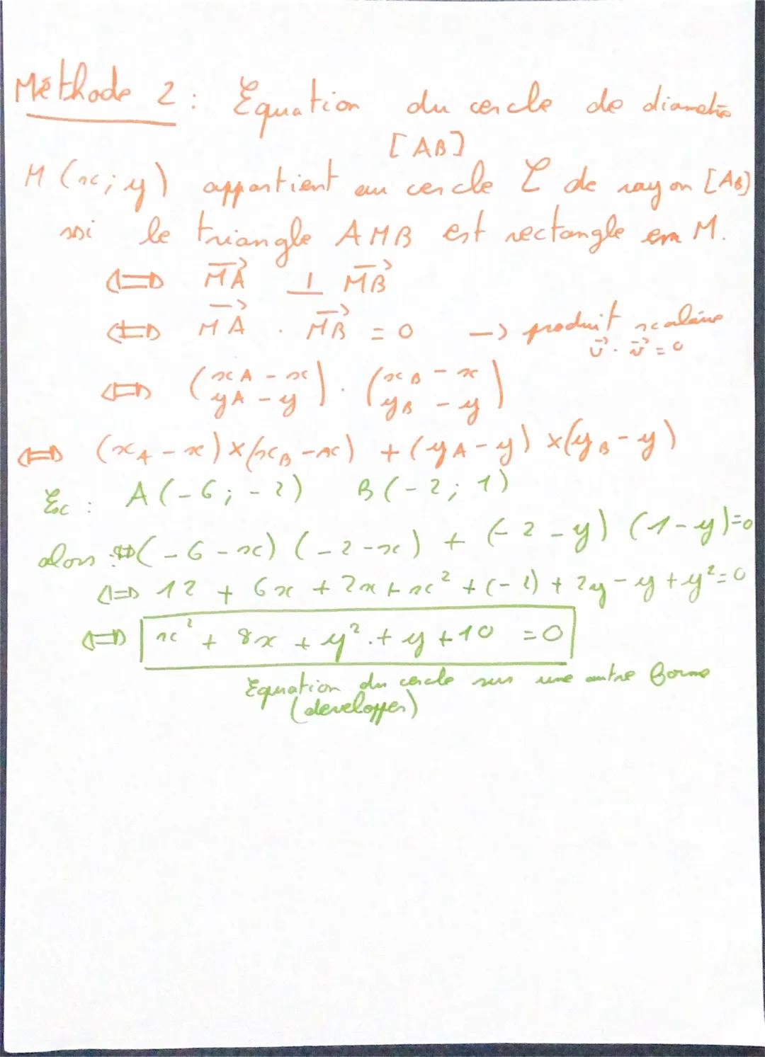 CH8: Geométrie référée
Equation d'un cercle:
(~=~²₁)² + (y-y₂₁)² = R²
2
Application
rayon
- Equation du cercle 2 (2; -3) et de
(x - 2)² + (y