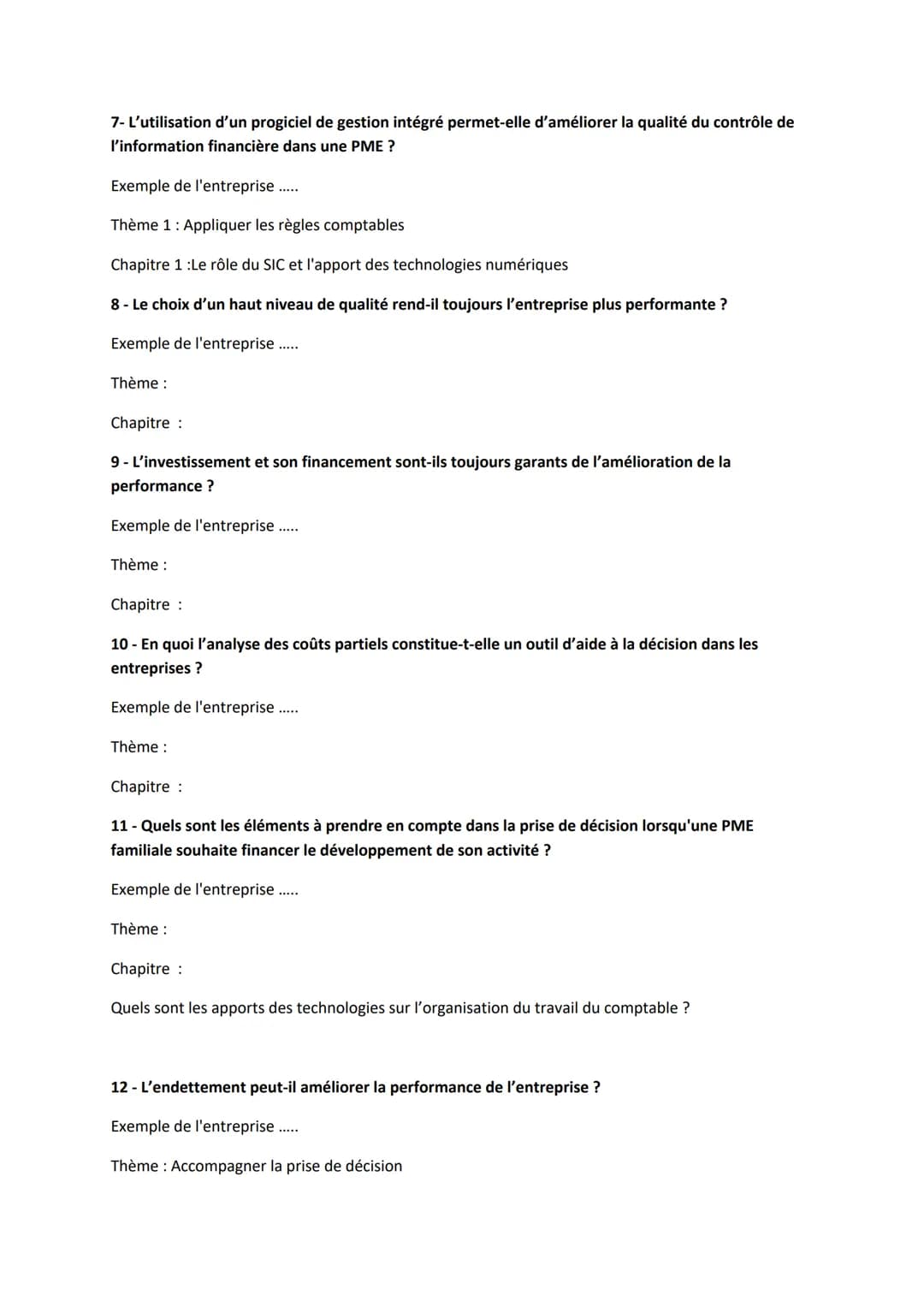 Exemples de questions du Grand Oral en Gestion et Finance
1- Le recours aux différentes modalités de financement est-il possible de la même 