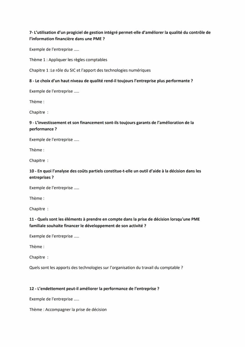 Exemples de questions du Grand Oral en Gestion et Finance
1- Le recours aux différentes modalités de financement est-il possible de la même 