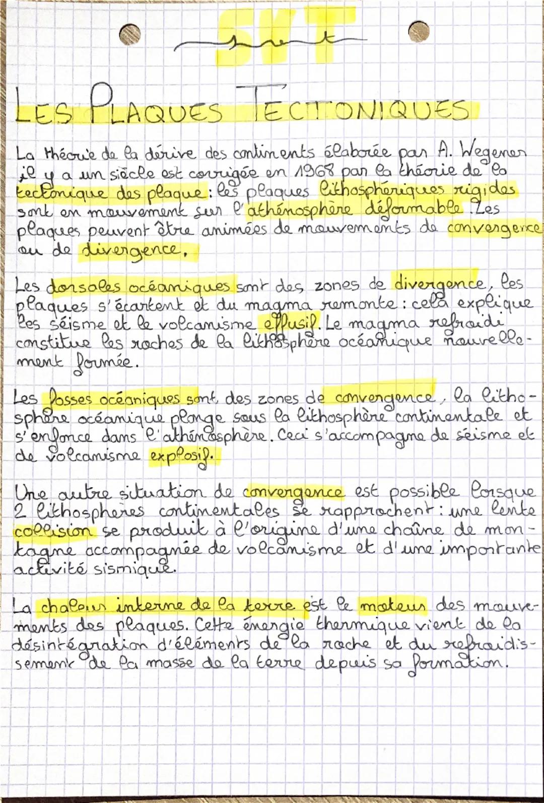 # LES PLAQUES TECTONIQUES

La théorie de la dérive des continents élaborée par A. Wegener il y a un siècle est corrigée en 1968 par la théor
