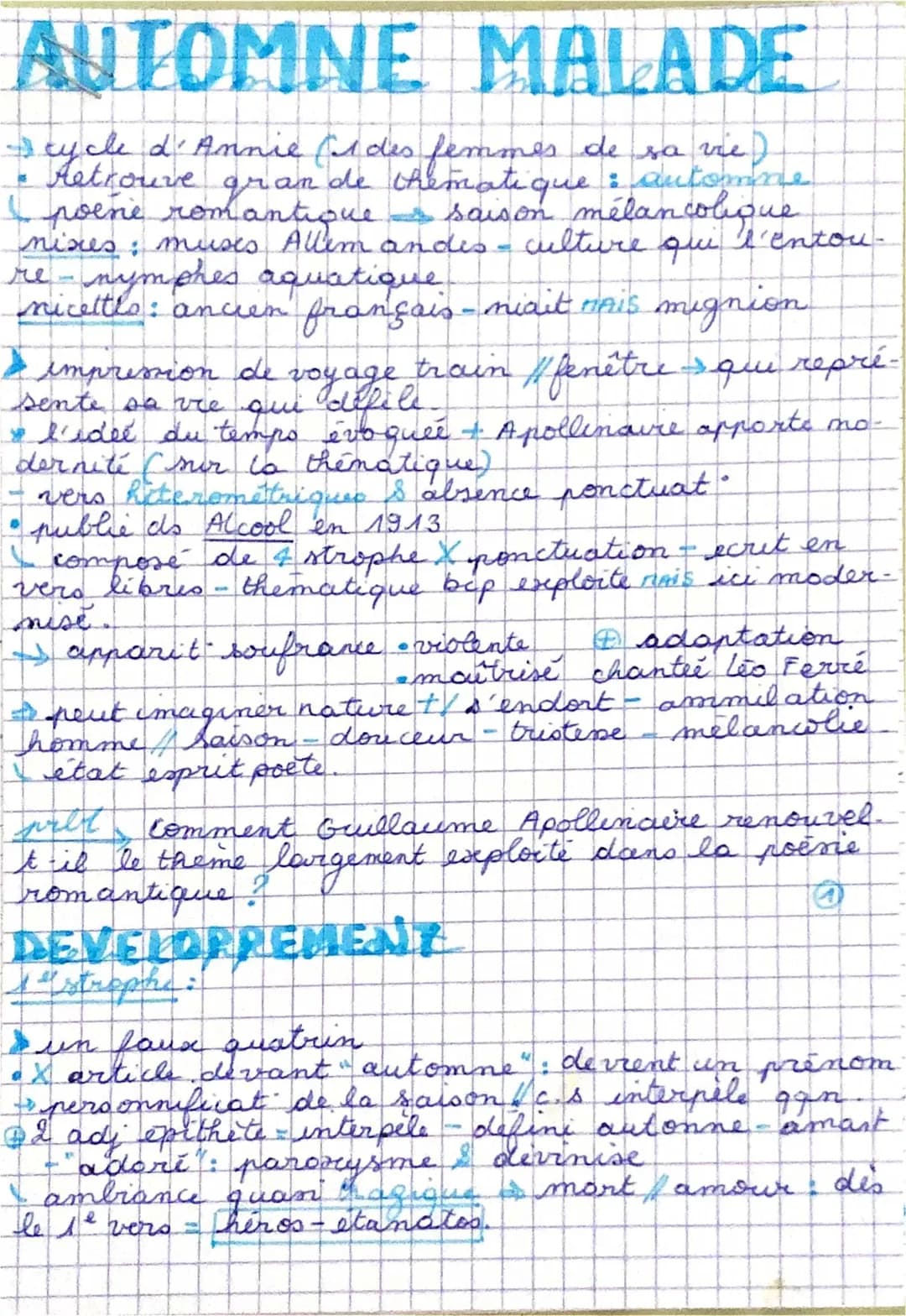 Analyse linéaire et commentaire composé de « Automne malade » d’Apollinaire pour Bac Français 2024