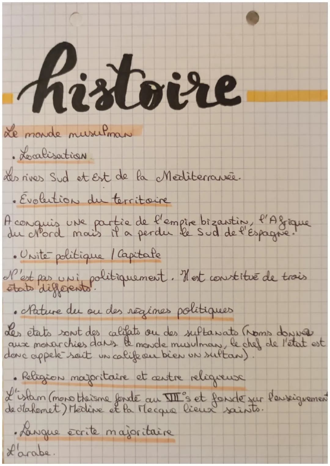 Sequence 2: La Mediterranée medievale
histoire
Fiche lexique
Islam: "soumission "en arabe: la religion enseigné
par Mahomet) ensemble des pe