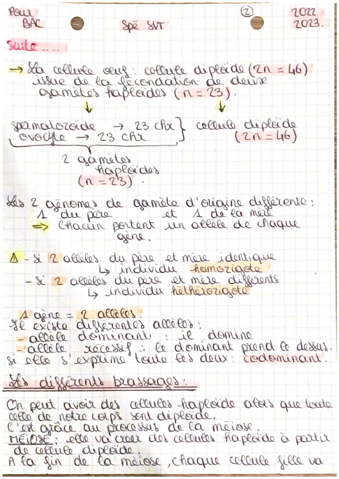 Pour
BAC
Spé SUT
L'origine du genotype des individus.
1 et partie :
x 2 types d'organisme:
2022-
2023
(see product a sexuée)
- unice Elulair