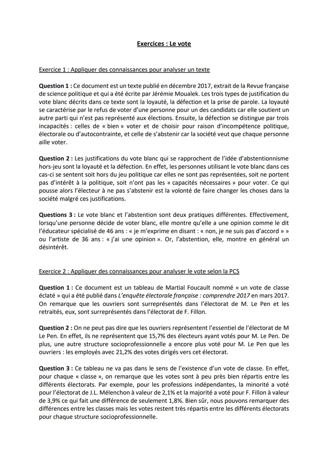 Exercices : Le vote
Exercice 1: Appliquer des connaissances pour analyser un texte
Question 1: Ce document est un texte publié en décembre 2