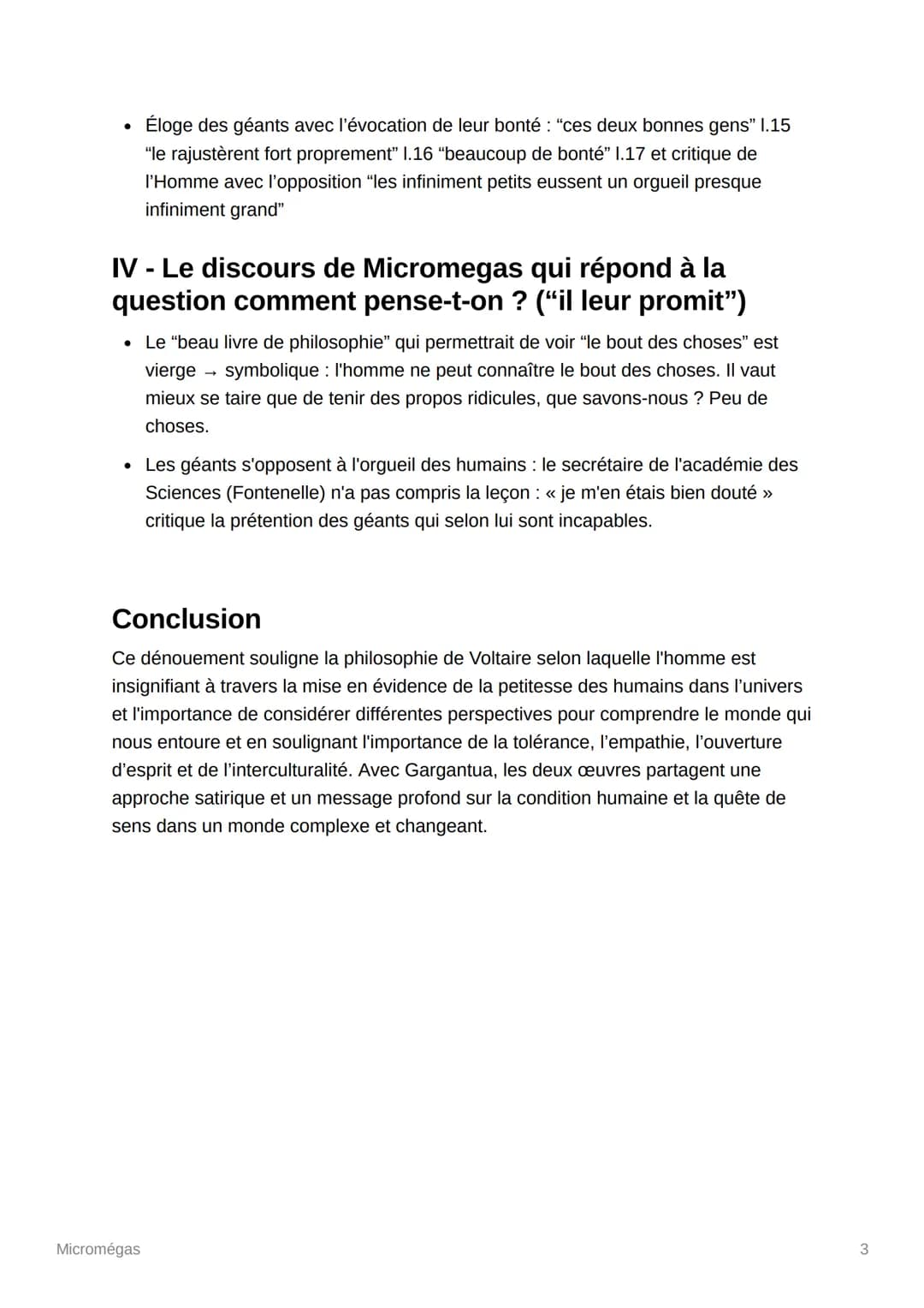 Micromégas
Intro
C'est un conte philosophique merveilleux de Voltaire. Le genre du conte
philosophique associe une histoire pleine de fantai