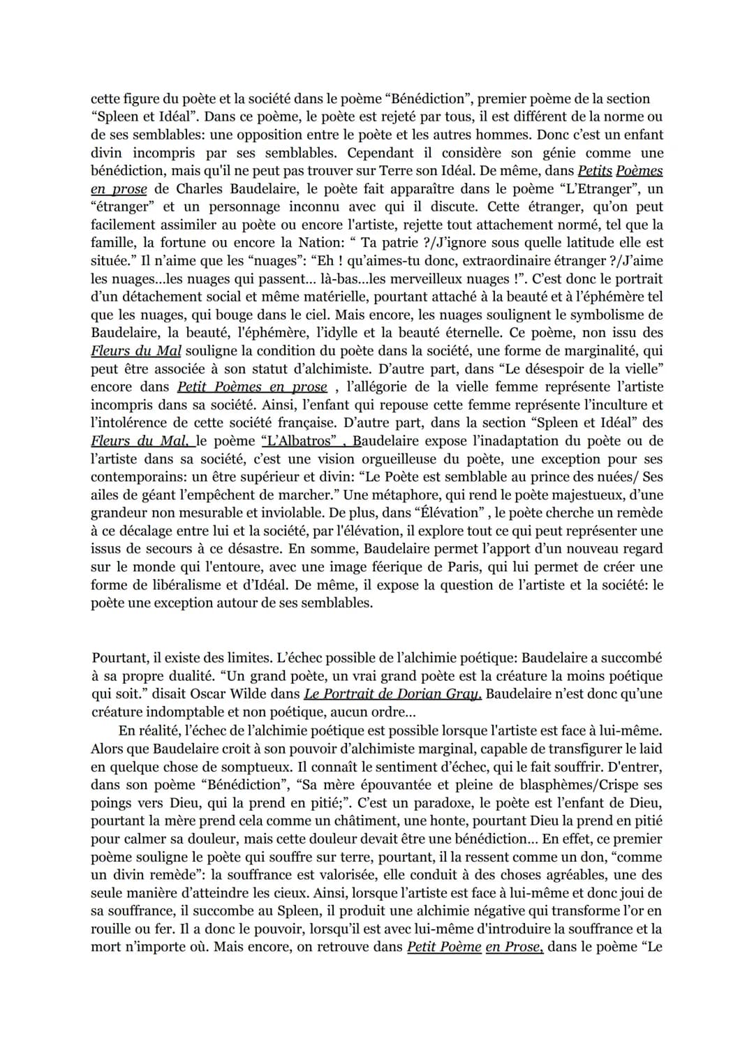 Sujet : La poésie peut-elle, selon les mots employés dans "Le Soleil", "ennoblir les choses les
plus viles" ?
"L'artiste est celui qui crée 