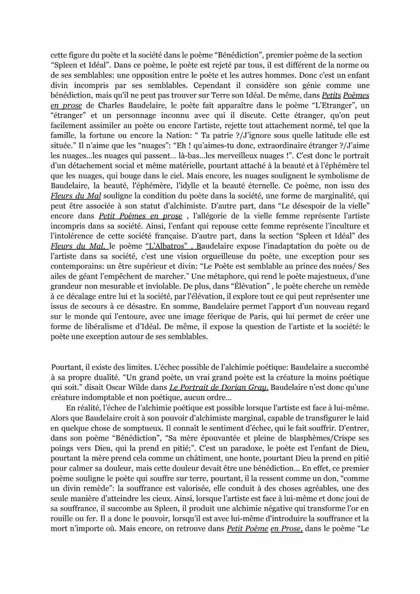 Sujet : La poésie peut-elle, selon les mots employés dans "Le Soleil", "ennoblir les choses les
plus viles" ?
"L'artiste est celui qui crée 
