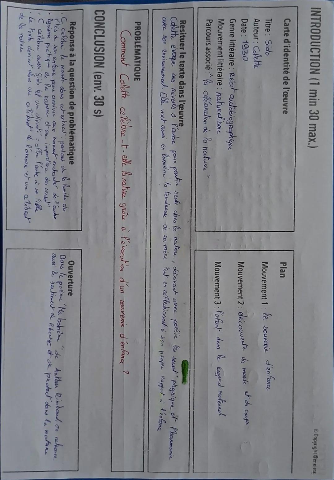 INTRODUCTION (1 min 30 max.)

Carte d'identité de l'œuvre

Titre: Sido
Auteur: Colette
Date: 1930
Genre littéraire: Recit autobiographique
M