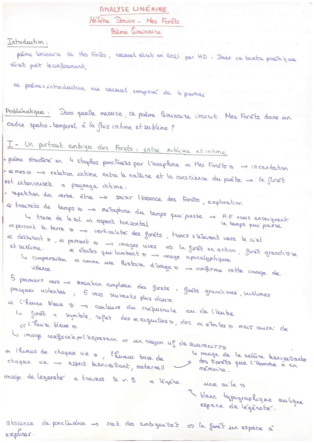 Introduction:
ANALYSE LINEAIRE
Helene Dorion- Mes Forêts
Poème luminaire
prime liminaire de Hes Forêts, recused acret on 2021 par HD. Dans c