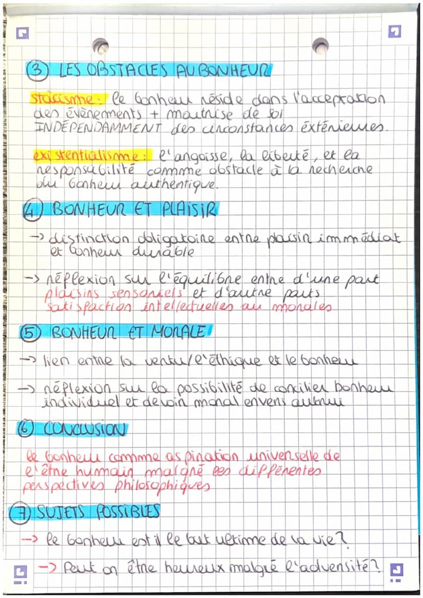 LE BONHEUR - FICHE PHILO 2
(2
INTRODUCTION
def exacte: état de satisfaction, de plénitude.
et de bien être
=> importance en philo: gst centr