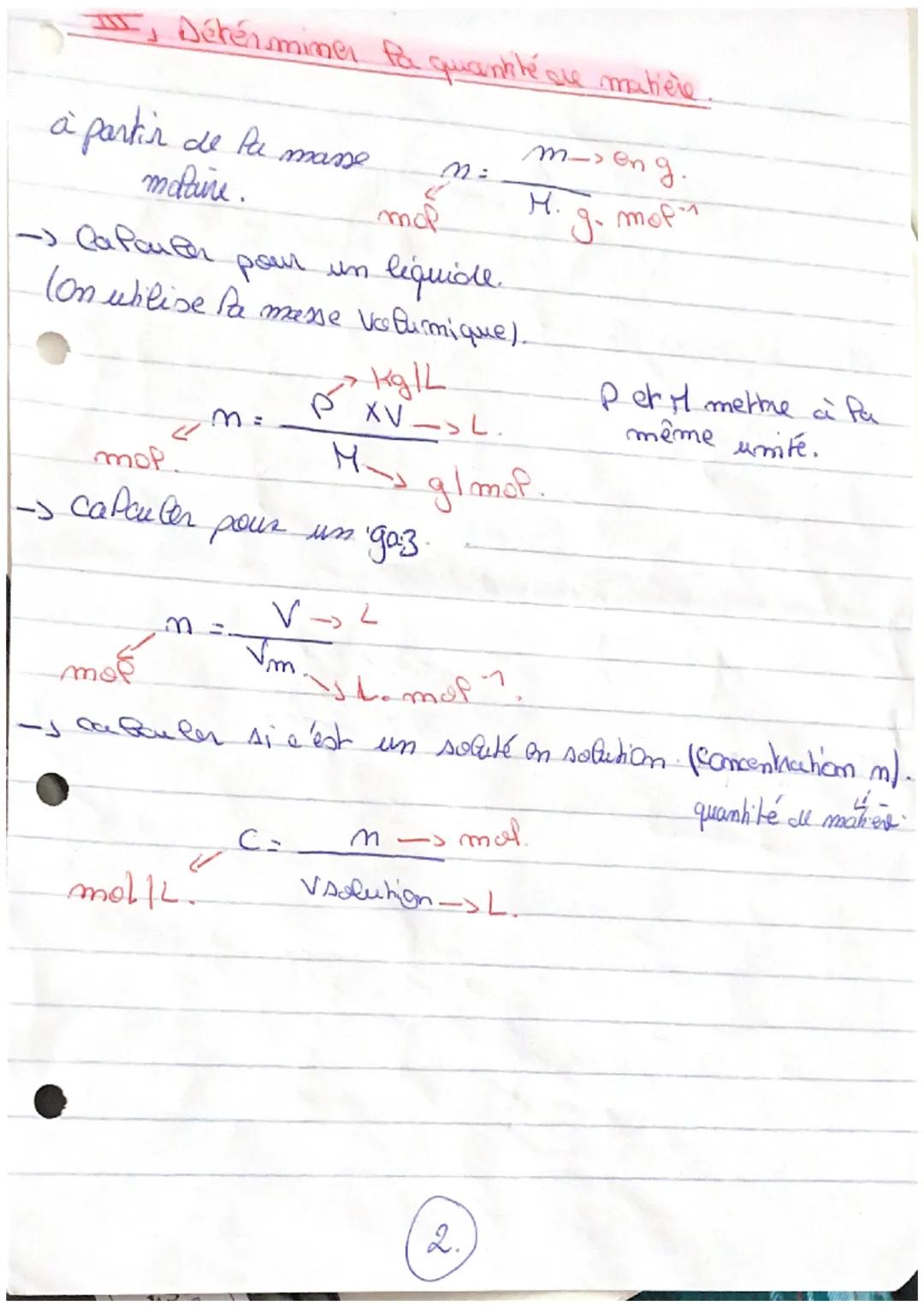 Chapitre 13 Outils de allscription d'un système
Chimique.
- Cafauber le mombre d'entité chimique.

- $N=\frac{m}{Menhté}$- en kg sug

- Quan