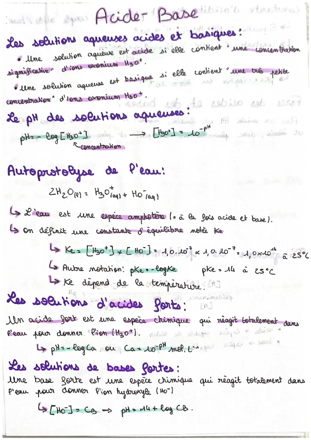 καδρο έμος Acider Base like's stanteras

Les solutions aqueuses acides et basiques:
- Une solution aquere est acide si elle contient "une co