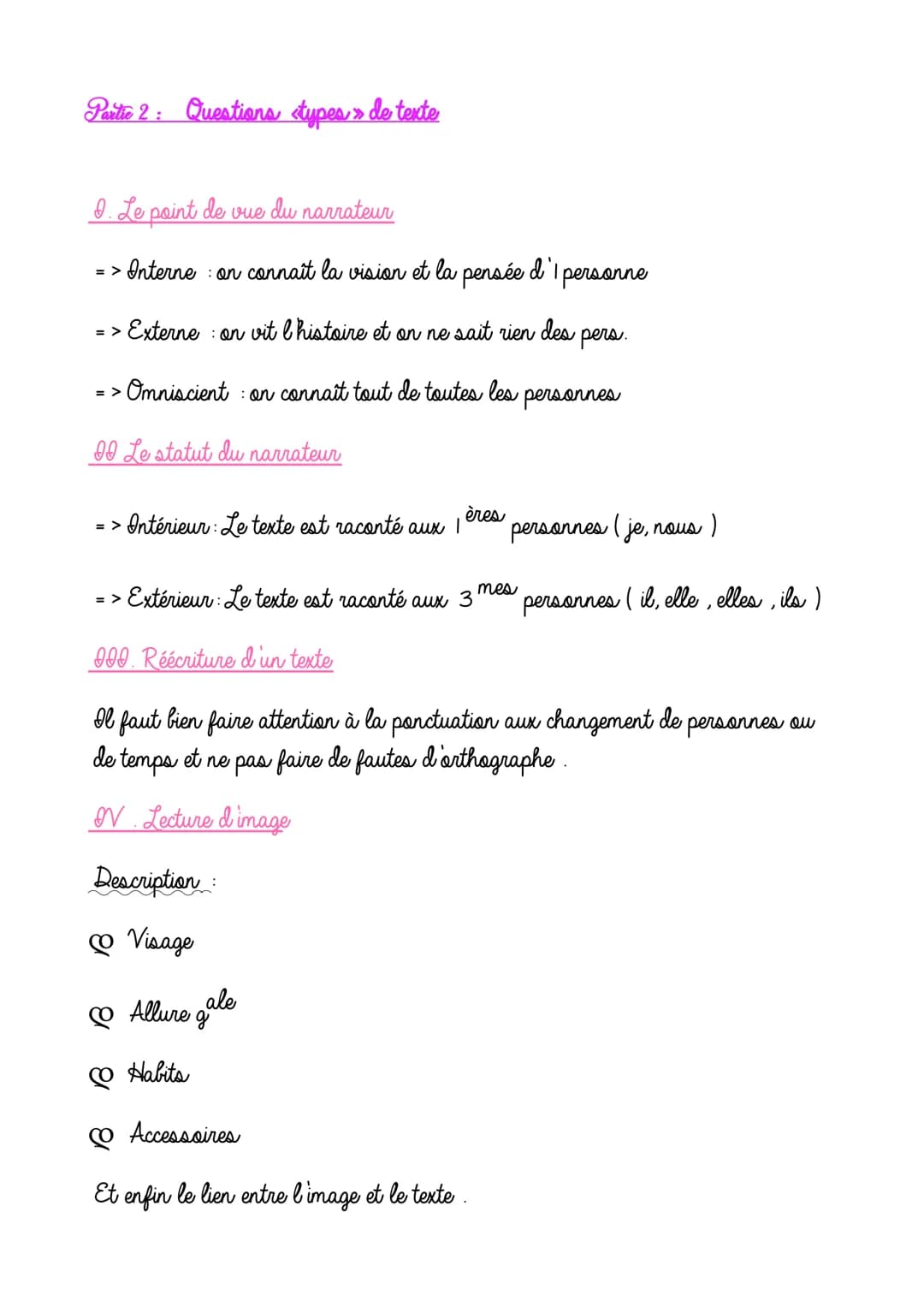 Partie 1: Questions de grammaire
Les valeurs des temps
Présent →> énonciation vérité gale, narration, description
→ arrière plan du récit (P