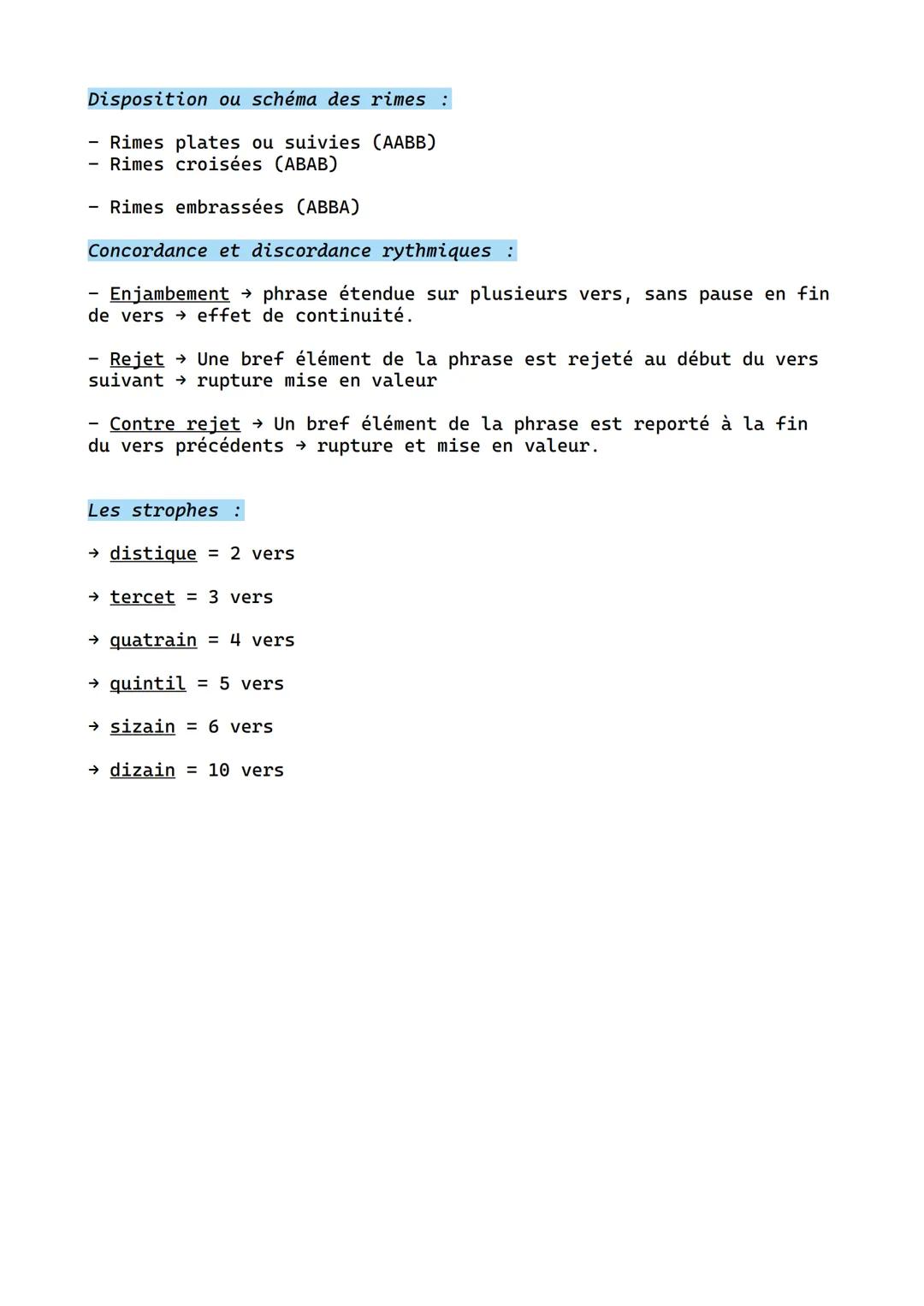 # La versification

Le décompte des syllabes et les pauses :

→ Le « e» est prononcé devant une consonne muet devant ne voyelle
et << h >> n