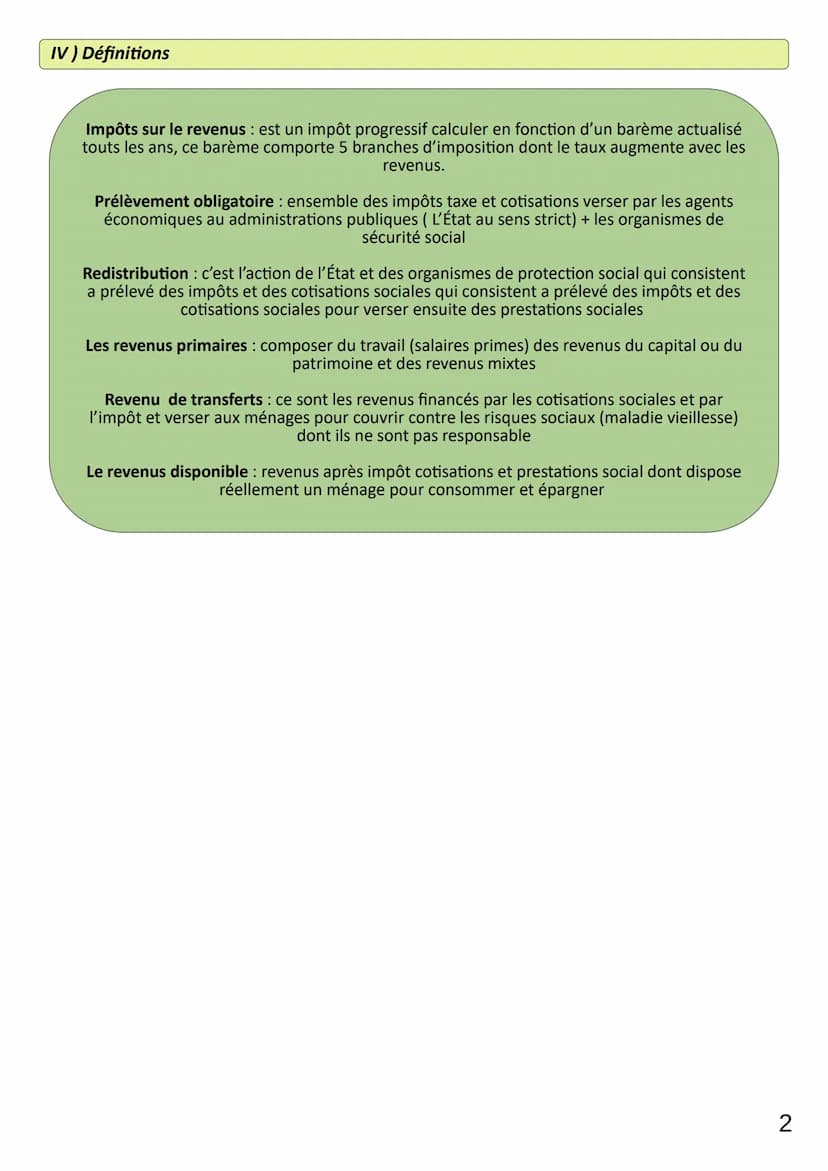 THEME 2
Chap 6
LIMAUX Oriane
1) L'origine des revenus primaires des ménages
Revenus du travail :
revenus de l'activité
salariée : salaires +