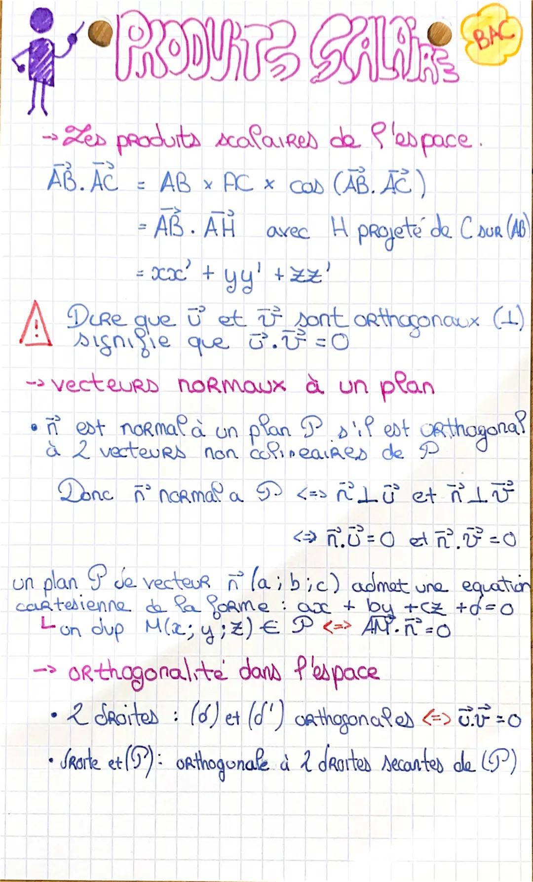 د
# PRODUITS SALAR

-> Les produits scalaires de l'espace.

$AB. AC = AB \times AC \times cos (AB. \stackrel{\longrightarrow}{AC})$

$= \sta